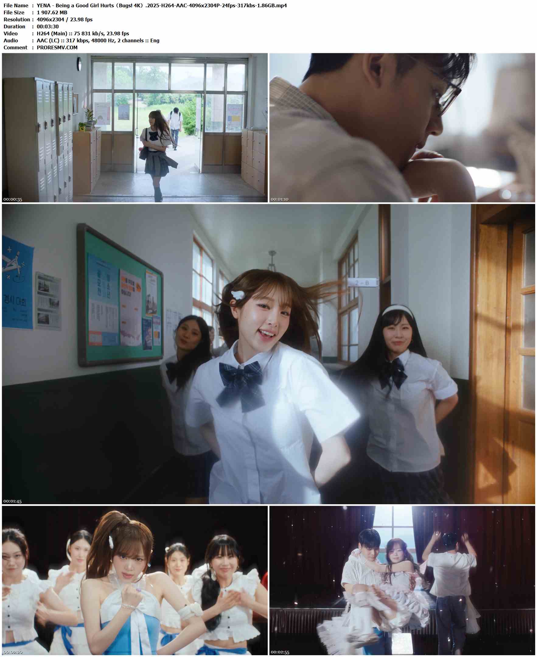 YENA - Being a Good Girl Hurts（Bugs! 4K）.2025-H264-AAC-4096x2304P-24fps-317kbs-1.86GB官方MV_高清MV